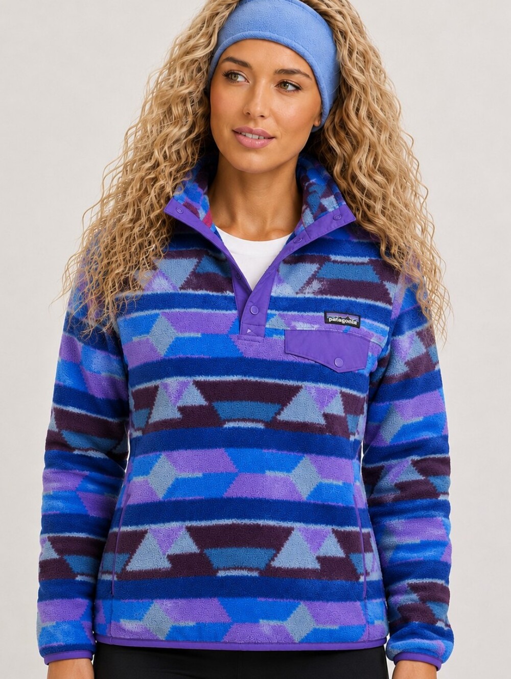 Patagonia Guatemalan Tango Synchilla Snap-T Fleece Pullover Purple Blue XS EUC